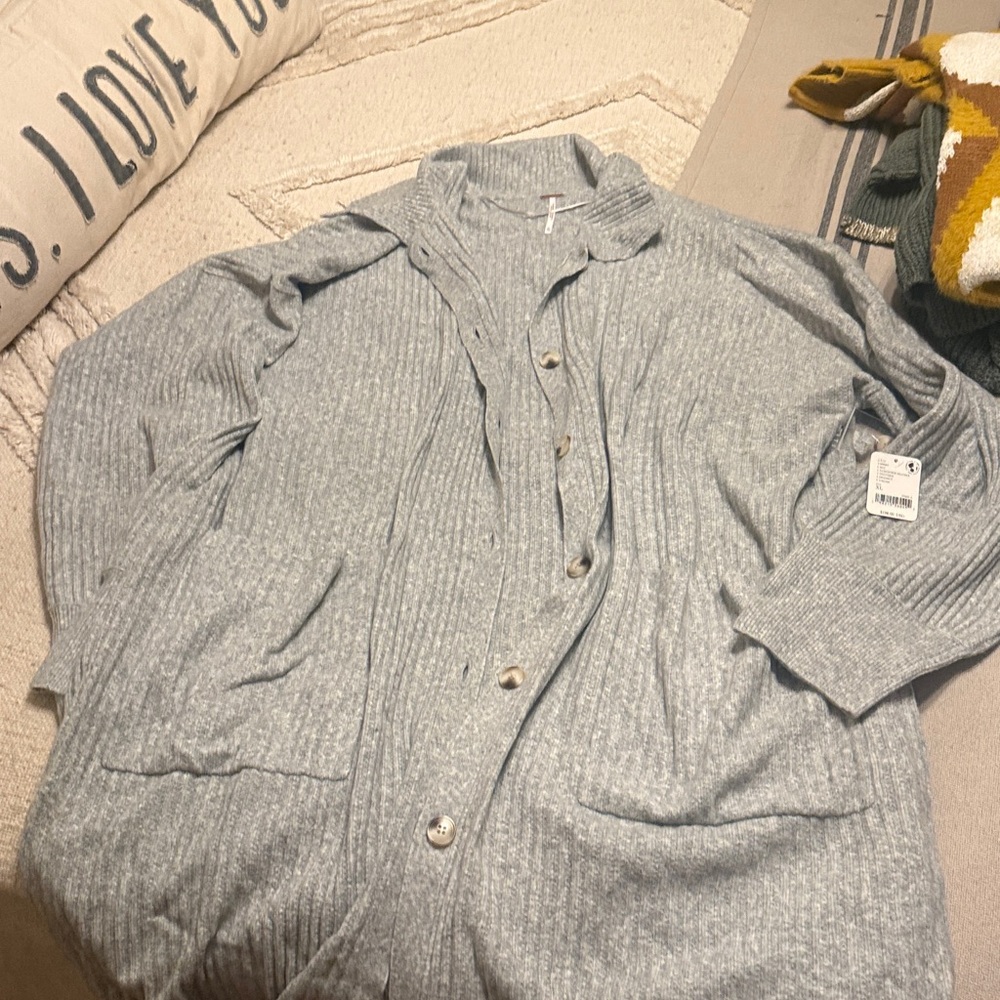 Free people Oversized Light grey Cardigan Sz xl